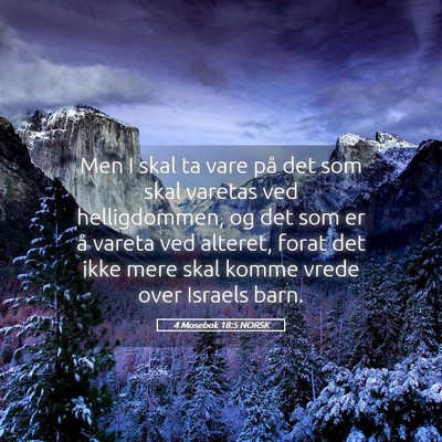 Picture 05 - 4 Mosebok 18:5 NORSK - Men I skal ta vare på det som skal varetas ved - Bible Verse Picture