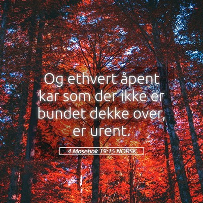 Picture 05 - 4 Mosebok 19:15 NORSK - Og ethvert åpent kar som der ikke er bundet - Bible Verse Picture