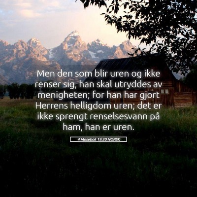Picture 05 - 4 Mosebok 19:20 NORSK - Men den som blir uren og ikke renser sig, han - Bible Verse Picture