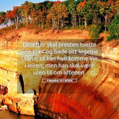 Picture 05 - 4 Mosebok 19:7 NORSK - Derefter skal presten tvette sine klær og bade - Bible Verse Picture