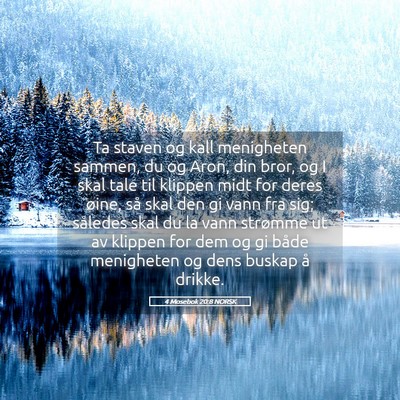 Picture 05 - 4 Mosebok 20:8 NORSK - Ta staven og kall menigheten sammen, du og Aron, - Bible Verse Picture