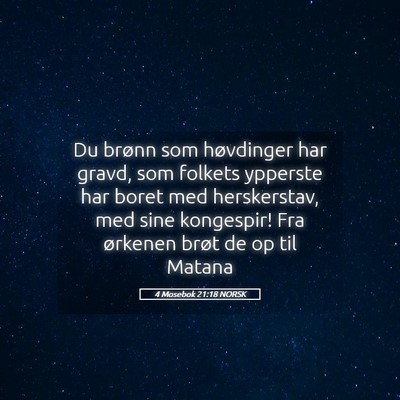 Picture 05 - 4 Mosebok 21:18 NORSK - Du brønn som høvdinger har gravd, som folkets - Bible Verse Picture
