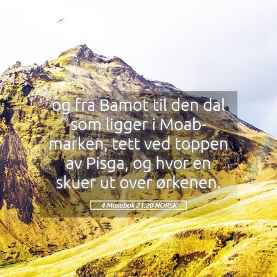 Picture 05 - 4 Mosebok 21:20 NORSK - og fra Bamot til den dal som ligger i - Bible Verse Picture