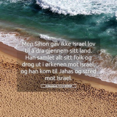 Picture 05 - 4 Mosebok 21:23 NORSK - Men Sihon gav ikke Israel lov til å dra gjennem - Bible Verse Picture