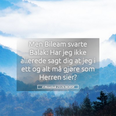 Picture 05 - 4 Mosebok 23:26 NORSK - Men Bileam svarte Balak: Har jeg ikke allerede - Bible Verse Picture
