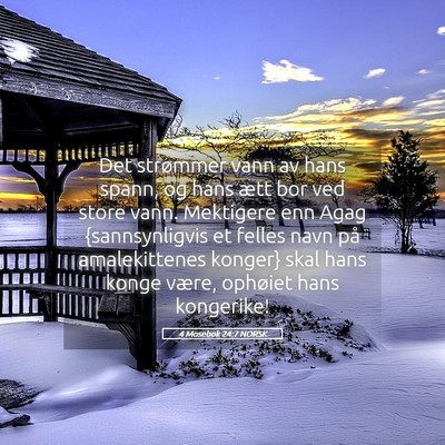 Picture 05 - 4 Mosebok 24:7 NORSK - Det strømmer vann av hans spann, og hans ætt - Bible Verse Picture