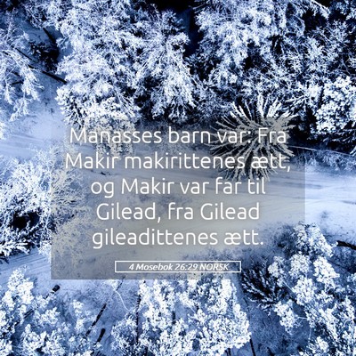 Picture 05 - 4 Mosebok 26:29 NORSK - Manasses barn var: Fra Makir makirittenes ætt, - Bible Verse Picture