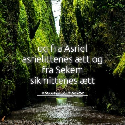 Picture 05 - 4 Mosebok 26:31 NORSK - og fra Asriel asrielittenes ætt og fra Sekem - Bible Verse Picture