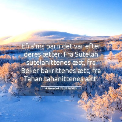 Picture 05 - 4 Mosebok 26:35 NORSK - Efra'ms barn det var efter deres ætter: Fra - Bible Verse Picture