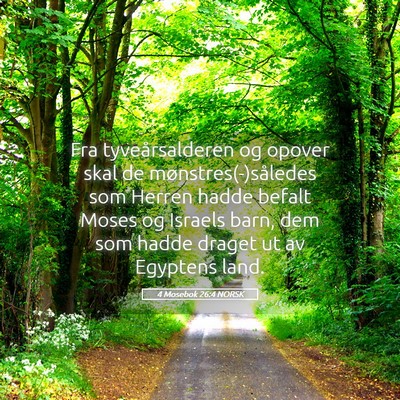 Picture 05 - 4 Mosebok 26:4 NORSK - Fra tyveårsalderen og opover skal de - Bible Verse Picture