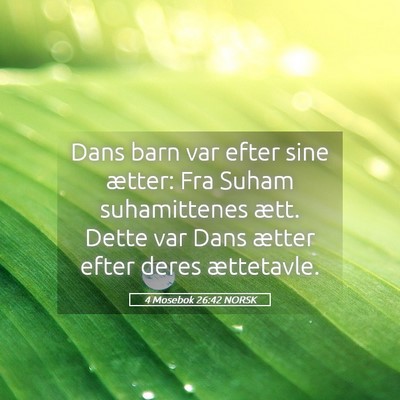 Picture 05 - 4 Mosebok 26:42 NORSK - Dans barn var efter sine ætter: Fra Suham - Bible Verse Picture