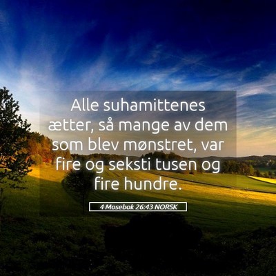 Picture 05 - 4 Mosebok 26:43 NORSK - Alle suhamittenes ætter, så mange av dem som - Bible Verse Picture