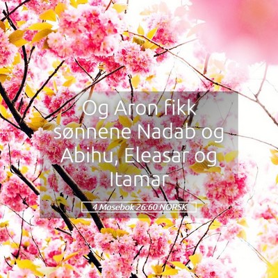Picture 05 - 4 Mosebok 26:60 NORSK - Og Aron fikk sønnene Nadab og Abihu, Eleasar og - Bible Verse Picture