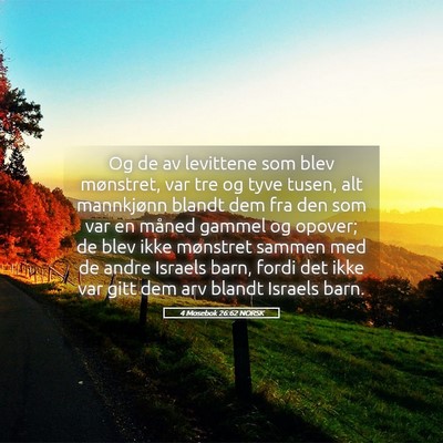Picture 05 - 4 Mosebok 26:62 NORSK - Og de av levittene som blev mønstret, var tre og - Bible Verse Picture