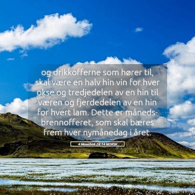 Picture 05 - 4 Mosebok 28:14 NORSK - og drikkofferne som hører til, skal være en - Bible Verse Picture