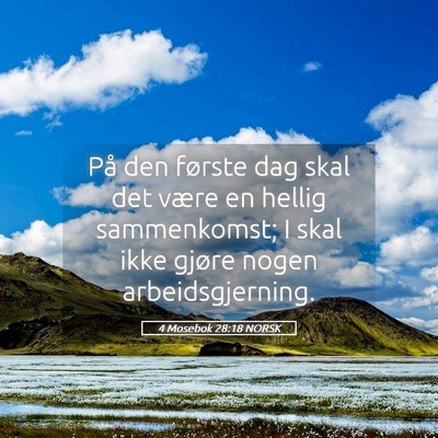 Picture 05 - 4 Mosebok 28:18 NORSK - På den første dag skal det være en hellig - Bible Verse Picture