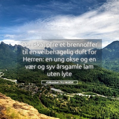 Picture 05 - 4 Mosebok 29:2 NORSK - Og I skal ofre et brennoffer til en velbehagelig - Bible Verse Picture