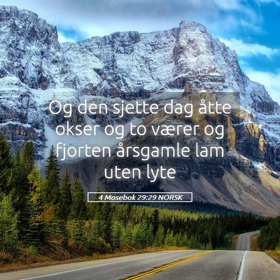 Picture 05 - 4 Mosebok 29:29 NORSK - Og den sjette dag åtte okser og to værer og - Bible Verse Picture