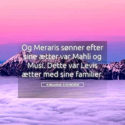 Picture 05 - 4 Mosebok 3:20 NORSK - Og Meraris sønner efter sine ætter var Mahli og - Bible Verse Picture