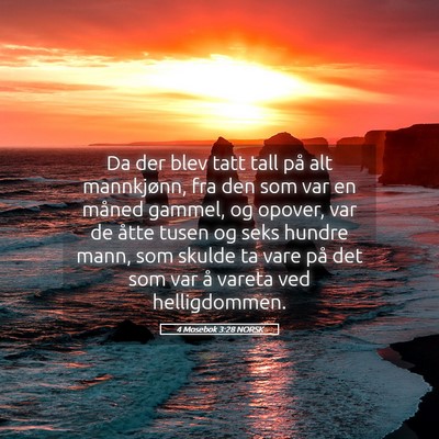 Picture 05 - 4 Mosebok 3:28 NORSK - Da der blev tatt tall på alt mannkjønn, fra den - Bible Verse Picture