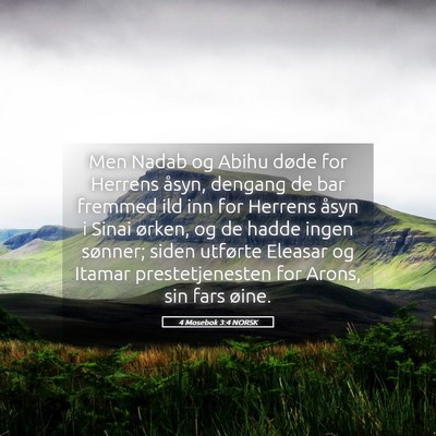 Picture 05 - 4 Mosebok 3:4 NORSK - Men Nadab og Abihu døde for Herrens åsyn, - Bible Verse Picture