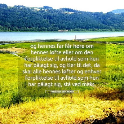 Picture 05 - 4 Mosebok 30:4 NORSK - og hennes far får høre om hennes løfte eller - Bible Verse Picture