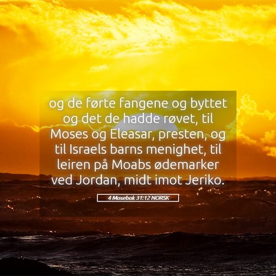 Picture 05 - 4 Mosebok 31:12 NORSK - og de førte fangene og byttet og det de hadde - Bible Verse Picture