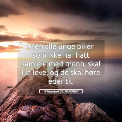 Picture 05 - 4 Mosebok 31:18 NORSK - Men alle unge piker som ikke har hatt samleie med - Bible Verse Picture