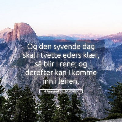 Picture 05 - 4 Mosebok 31:24 NORSK - Og den syvende dag skal I tvette eders klær, så - Bible Verse Picture