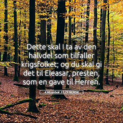 Picture 05 - 4 Mosebok 31:29 NORSK - Dette skal I ta av den halvdel som tilfaller - Bible Verse Picture