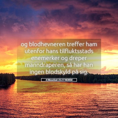 Picture 05 - 4 Mosebok 35:27 NORSK - og blodhevneren treffer ham utenfor hans - Bible Verse Picture