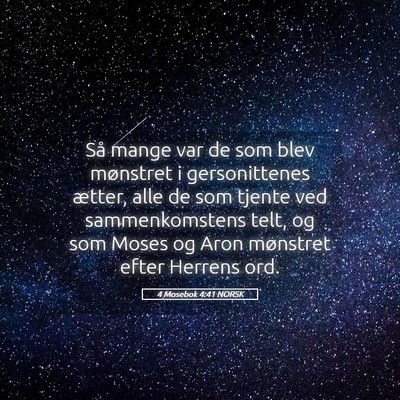 Picture 05 - 4 Mosebok 4:41 NORSK - Så mange var de som blev mønstret i - Bible Verse Picture