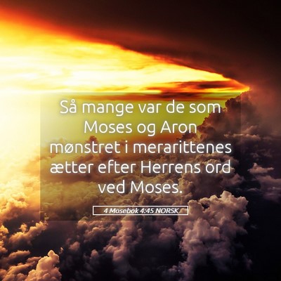 Picture 05 - 4 Mosebok 4:45 NORSK - Så mange var de som Moses og Aron mønstret i - Bible Verse Picture