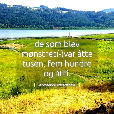 Picture 05 - 4 Mosebok 4:48 NORSK - de som blev mønstret(-)var åtte tusen, fem - Bible Verse Picture