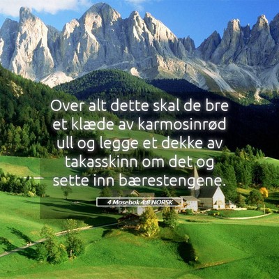 Picture 05 - 4 Mosebok 4:8 NORSK - Over alt dette skal de bre et klæde av - Bible Verse Picture