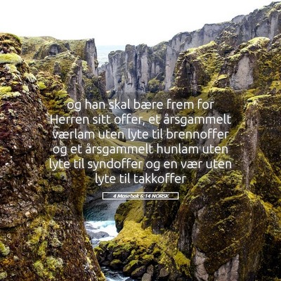 Picture 05 - 4 Mosebok 6:14 NORSK - og han skal bære frem for Herren sitt offer, et - Bible Verse Picture