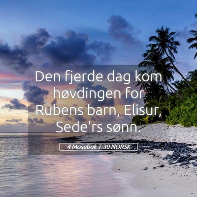 Picture 05 - 4 Mosebok 7:30 NORSK - Den fjerde dag kom høvdingen for Rubens barn, - Bible Verse Picture