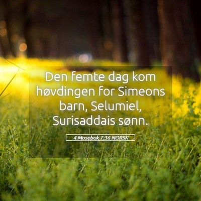 Picture 05 - 4 Mosebok 7:36 NORSK - Den femte dag kom høvdingen for Simeons barn, - Bible Verse Picture
