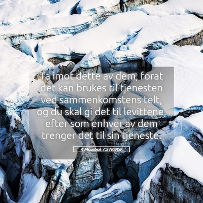 Picture 05 - 4 Mosebok 7:5 NORSK - Ta imot dette av dem, forat det kan brukes til - Bible Verse Picture