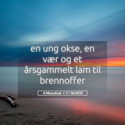 Picture 05 - 4 Mosebok 7:51 NORSK - en ung okse, en vær og et årsgammelt lam til - Bible Verse Picture