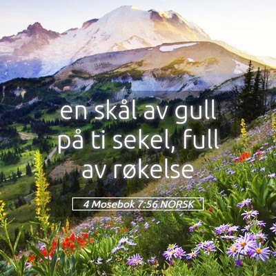 Picture 05 - 4 Mosebok 7:56 NORSK - en skål av gull på ti sekel, full av - Bible Verse Picture