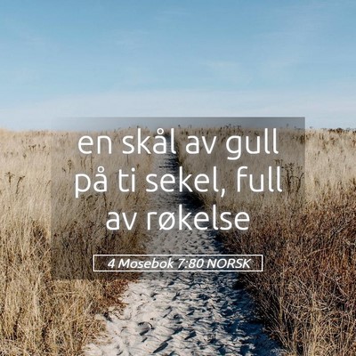 Picture 05 - 4 Mosebok 7:80 NORSK - en skål av gull på ti sekel, full av - Bible Verse Picture