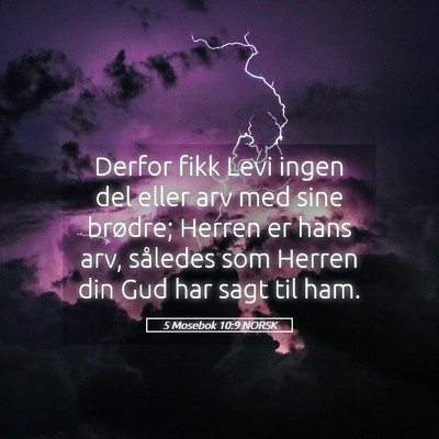 Picture 05 - 5 Mosebok 10:9 NORSK - Derfor fikk Levi ingen del eller arv med sine - Bible Verse Picture