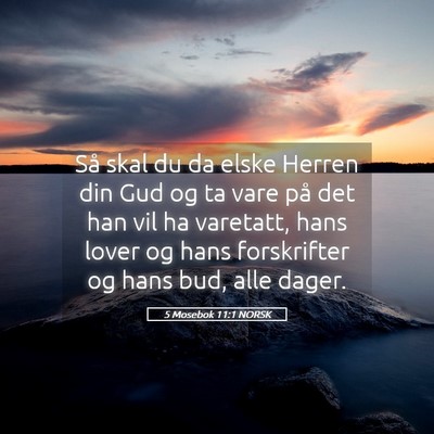 Picture 05 - 5 Mosebok 11:1 NORSK - Så skal du da elske Herren din Gud og ta vare - Bible Verse Picture