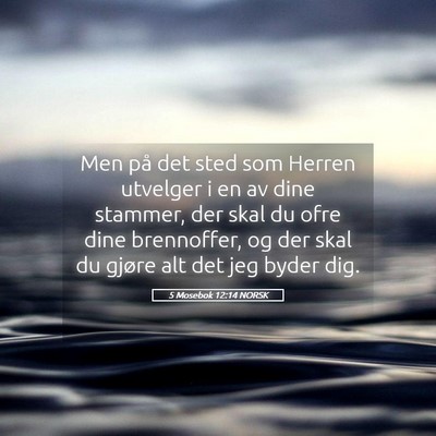 Picture 05 - 5 Mosebok 12:14 NORSK - Men på det sted som Herren utvelger i en av dine - Bible Verse Picture