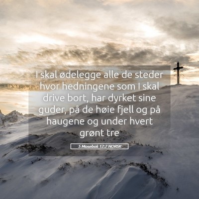 Picture 05 - 5 Mosebok 12:2 NORSK - I skal ødelegge alle de steder hvor hedningene - Bible Verse Picture