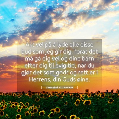 Picture 05 - 5 Mosebok 12:28 NORSK - Akt vel på å lyde alle disse bud som jeg gir - Bible Verse Picture
