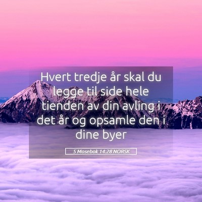 Picture 05 - 5 Mosebok 14:28 NORSK - Hvert tredje år skal du legge til side hele - Bible Verse Picture