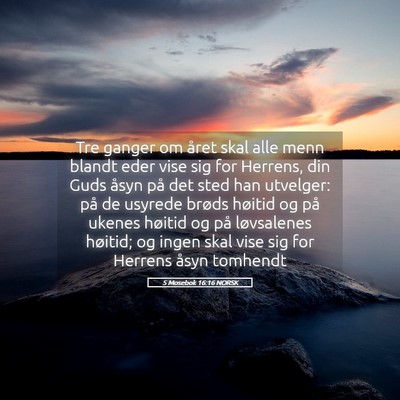 Picture 05 - 5 Mosebok 16:16 NORSK - Tre ganger om året skal alle menn blandt eder - Bible Verse Picture