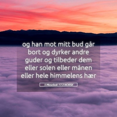 Picture 05 - 5 Mosebok 17:3 NORSK - og han mot mitt bud går bort og dyrker andre - Bible Verse Picture